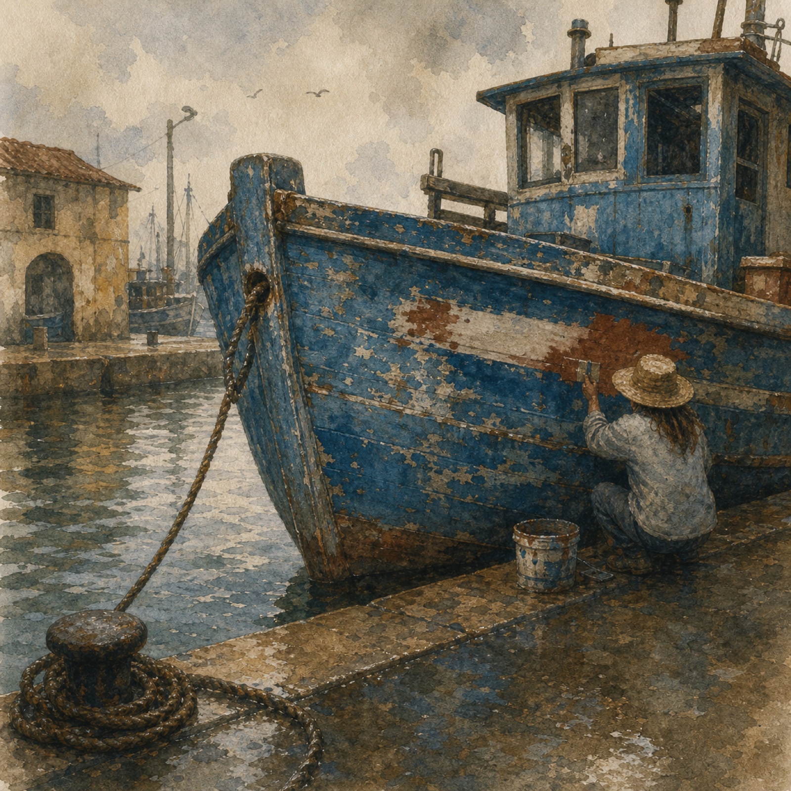 A Mulher do Barco Azul — Barco, O Porto das Coisas Que Não Partem